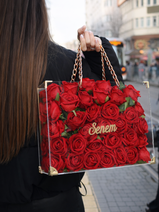 Kırmızı gül çanta